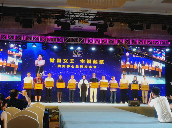 發(fā)布會現(xiàn)場劉琪女士與12位合作伙伴合影