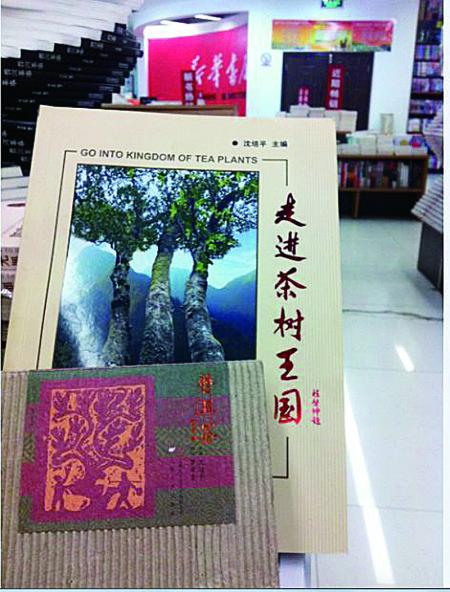 今天上午，記者在普洱市振興大道上的新華書店內(nèi)發(fā)現(xiàn)，沈培平主編的《走進茶樹王國》、《普洱茶連環(huán)畫》兩種書還在售