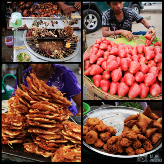 緬甸，繽紛的街邊平民小吃
