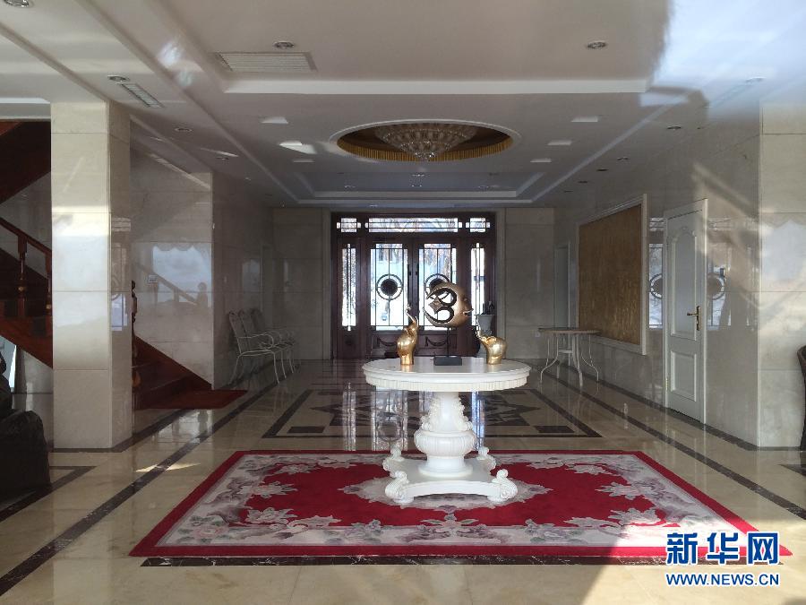 麗日山莊里的別墅大廳（2013年12月9日攝）。