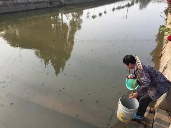 洞庭湖缺水，2015年11月，湖南省南縣石壩村肖喜福老人家中面臨的水質(zhì)型缺水難題。地下水不能喝，只能到被污染的河溝里挑水喝。新華社記者周楠攝